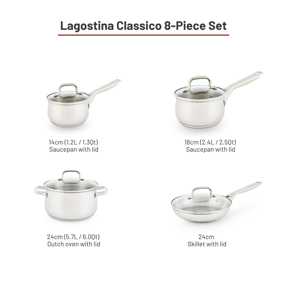 Classico Stainless Steel Cookware Set, 8-pc K7S6 - product image 4
