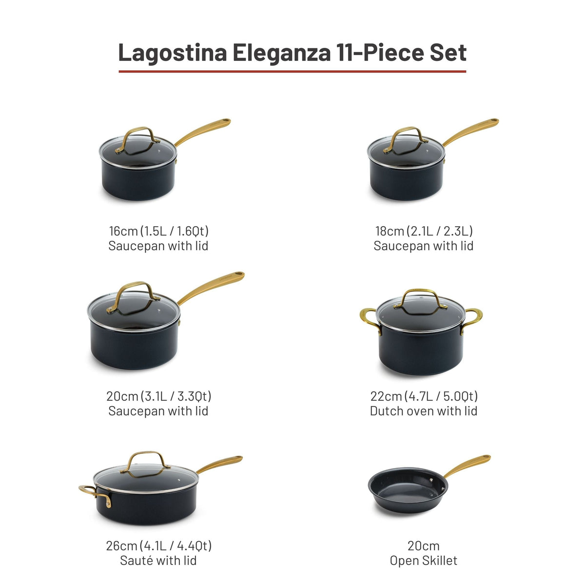 Eleganza Ceramic Pro Non-Stick Cookware Set, 11-pc Y9C7 - product image 5
