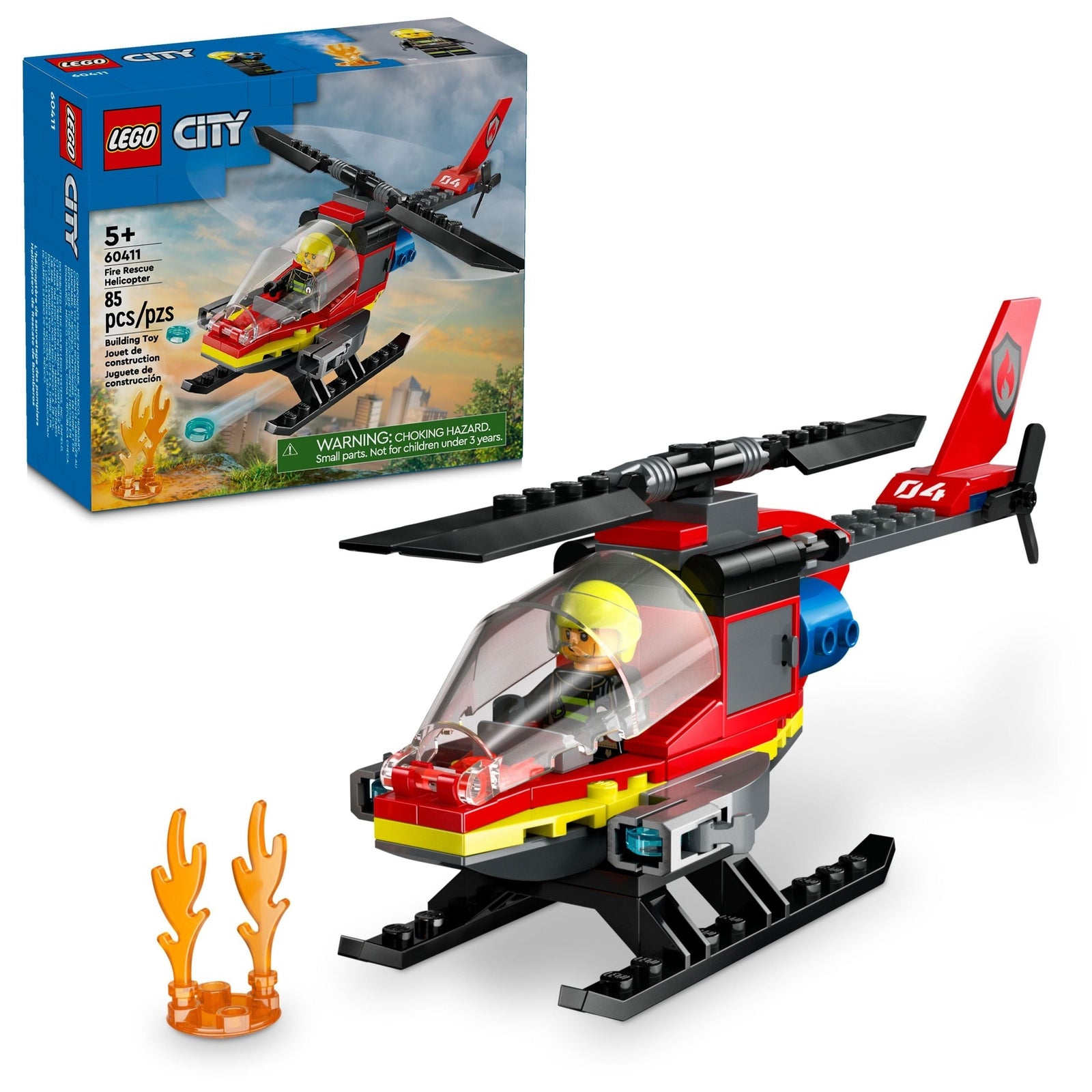 City Fire Rescue Helicopter - 60411, 85-pcs, Ages 5+ W2I0 - product image 1