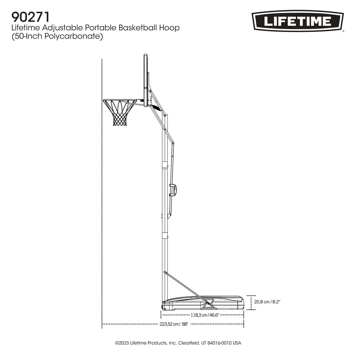 Portable Adjustable Basketball Backboard, Hoop & Net System, 50-in P8W9 - product image 7