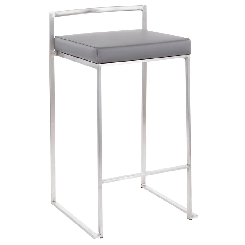 Fuji Stacker Fixed-Height Counter Stool, Grey, 26-in, 2-pc G9Q8