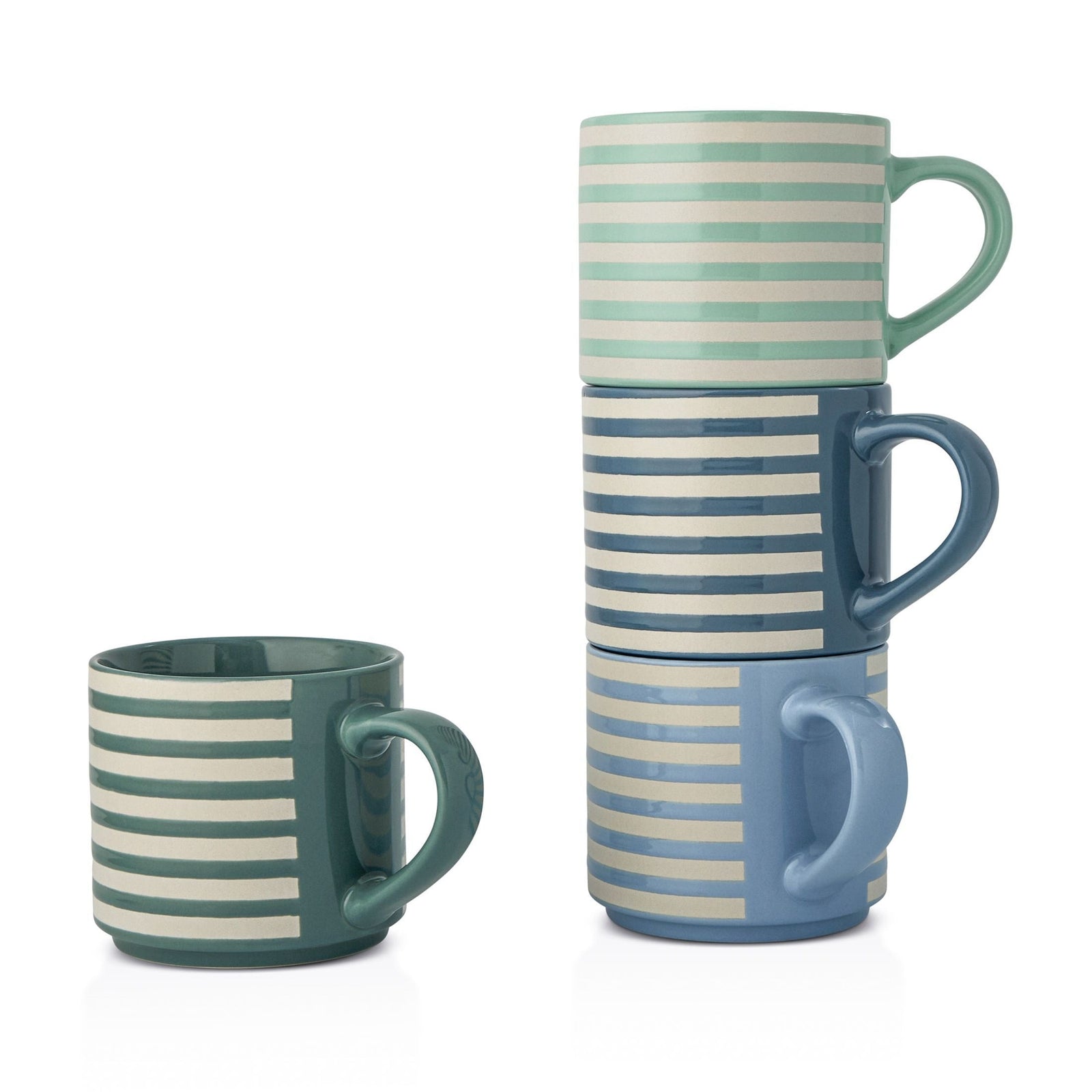 Blue Strip Stackable Mugs, Assorted Colours, 4-pk P6Z9 - product image 2