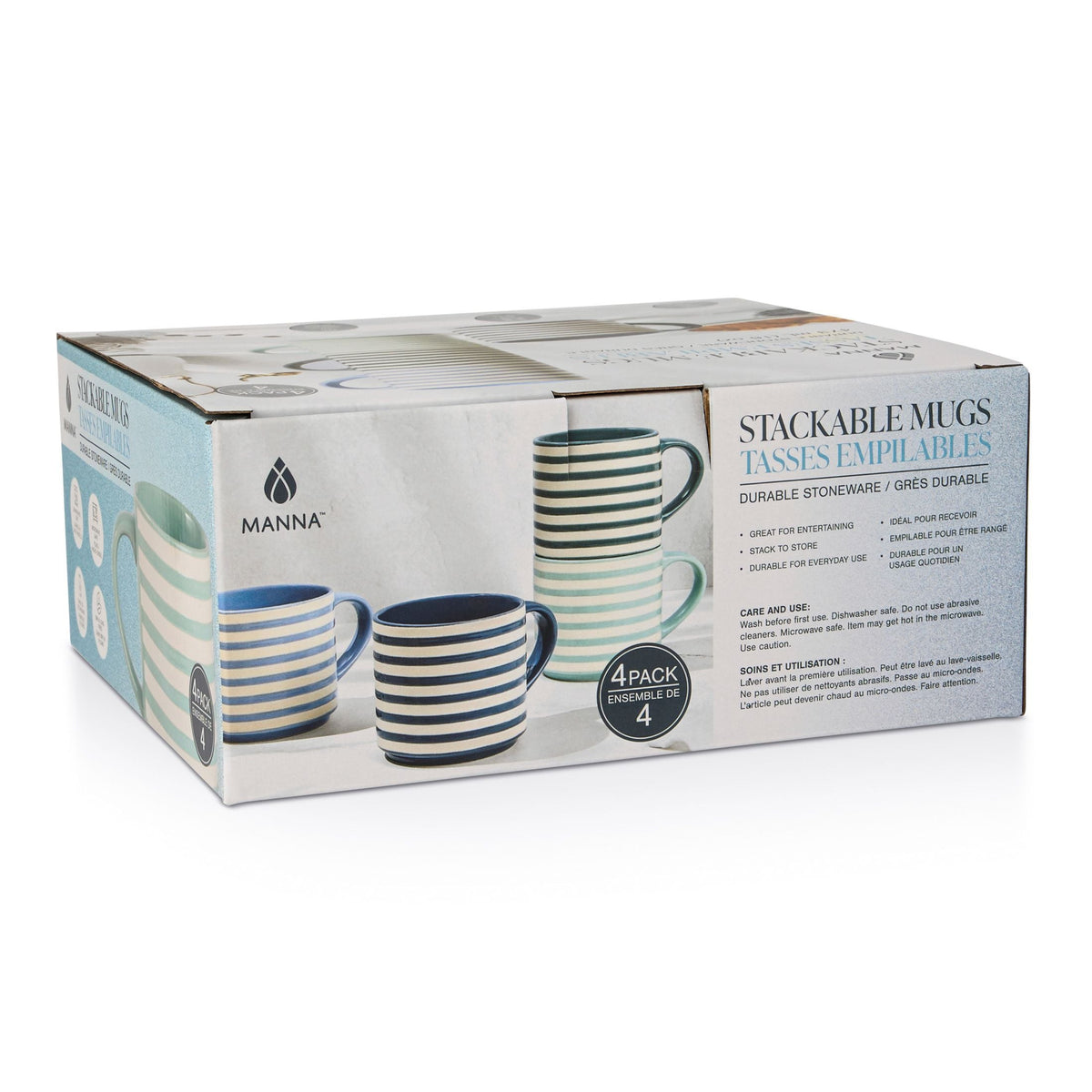 Blue Strip Stackable Mugs, Assorted Colours, 4-pk P6Z9 - product image 3