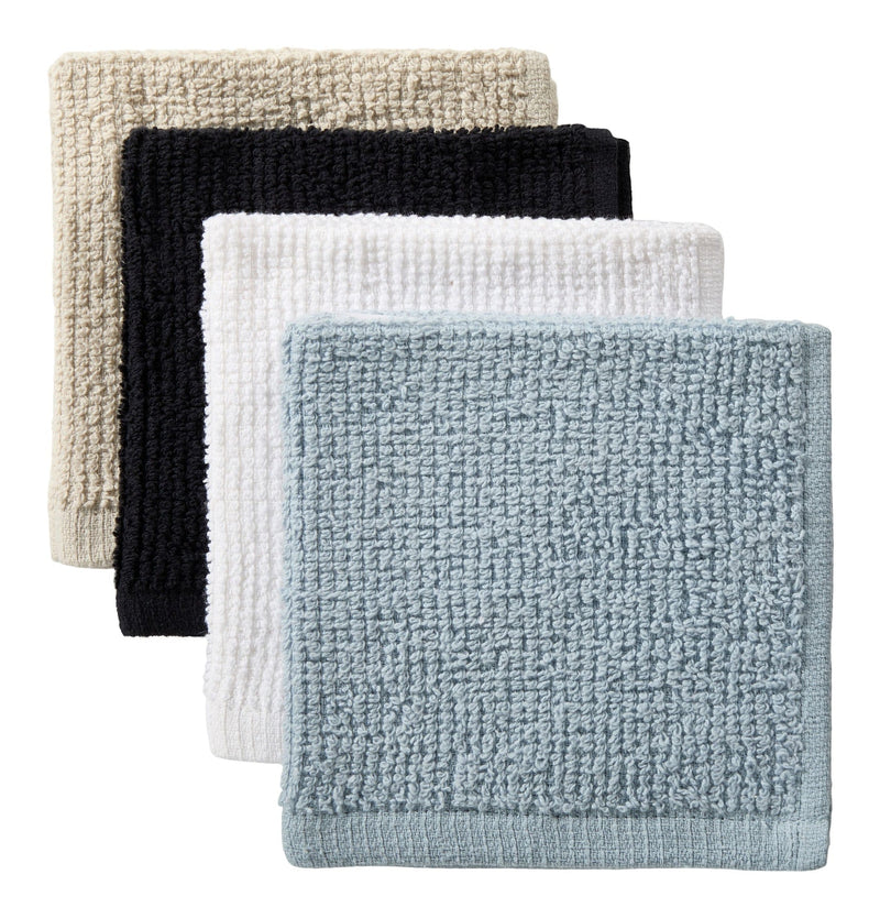 Bar Mop Dish Cloths, Black, Grey & Dusty Blue, 12-in, 8-pk S1O8