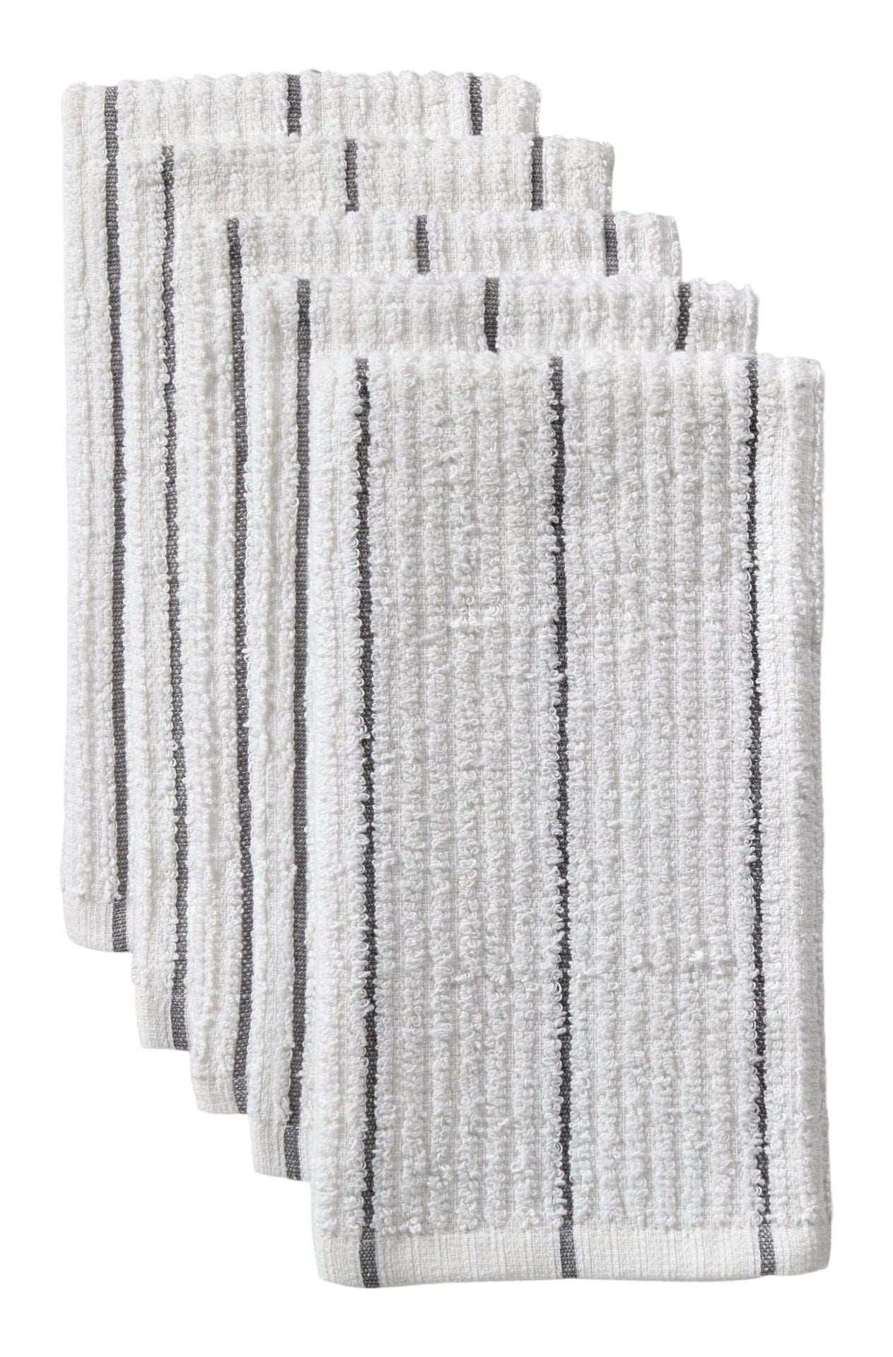 Ribbed Stripe Bar Mop Dish Cloths, Grey Stripes, 5-pk K1J5 - product image 1