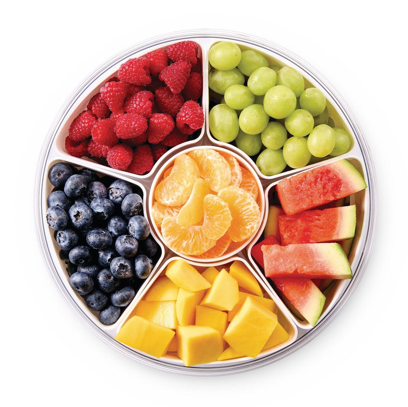 Round Airtight Snackle Box, 6 Compartments, White B3U4