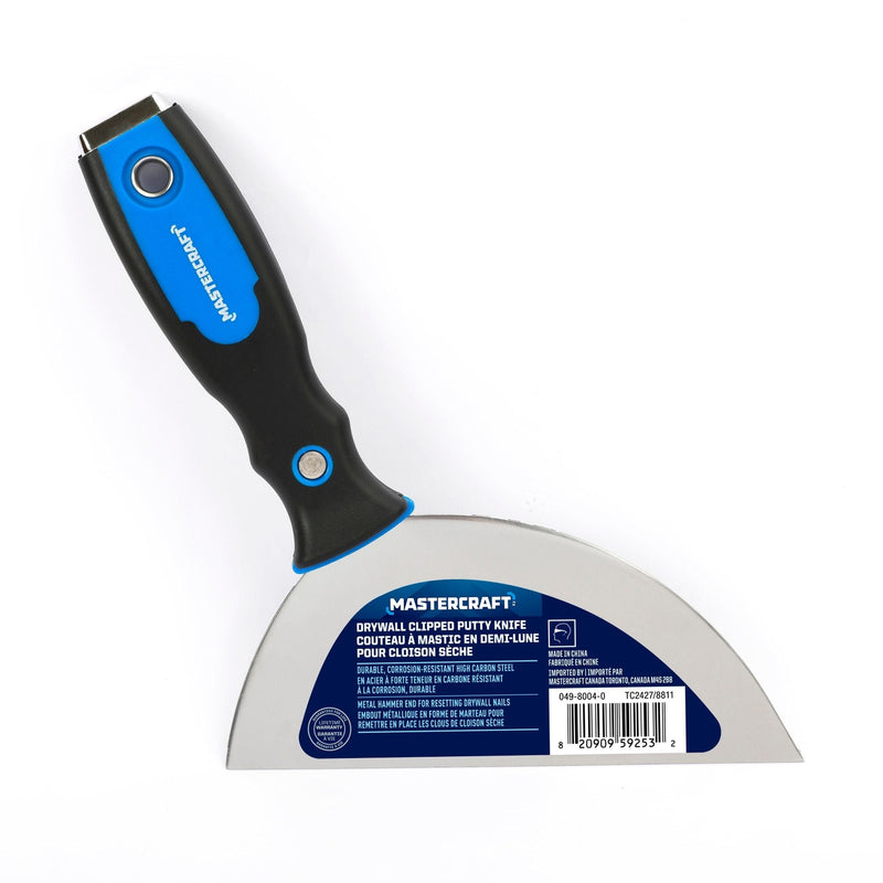 Clipped Joint Carbon Steel Drywall Knife with Soft Grip & Hammer End, 6-in R9L6