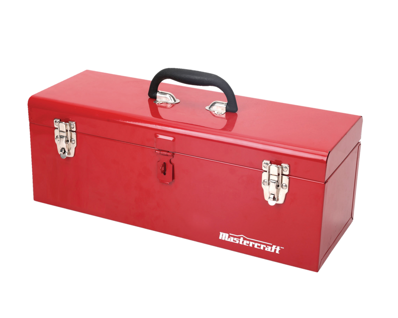 Portable Metal Hip Roof Tool Box with Removable Tray, 19-in, Red L7A0