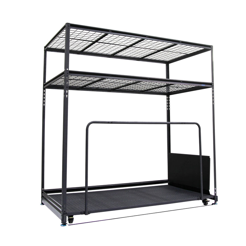 Seasonal Storage Rack with Rolling Platform Cart, Black, 65.5-in x 35.5-in x 68-in M9P3