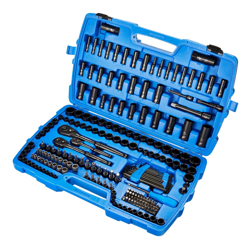 Socket Set, 229-pc, SAE / Metric, CRV, Black Steel Finish W4Q5
