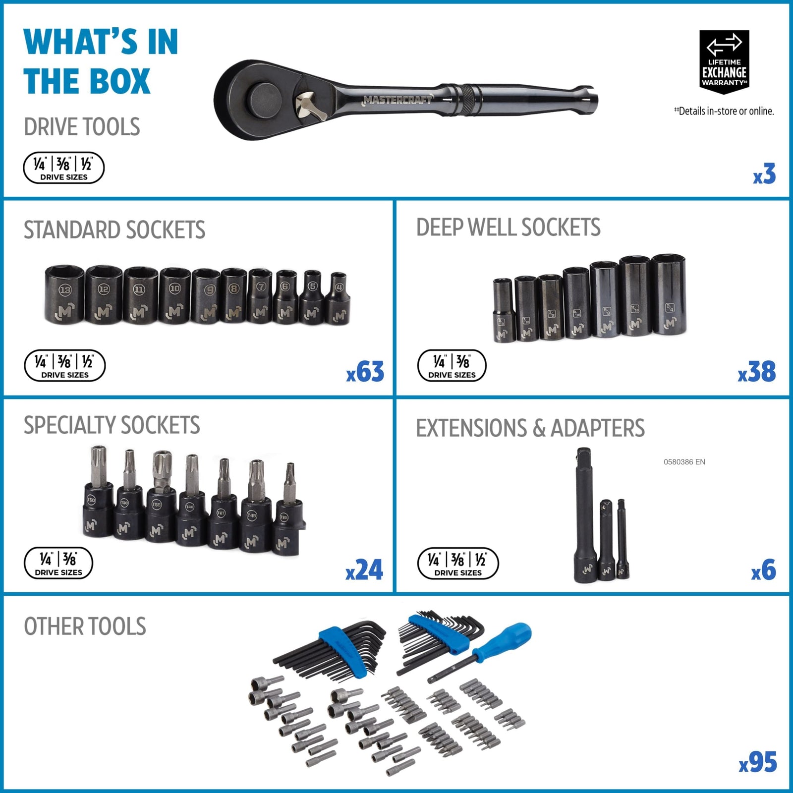 Socket Set, 229-pc, SAE / Metric, CRV, Black Steel Finish Q5A0 - product image 6