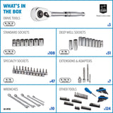 Socket Set, 350-pc, SAE / Metric, CRV, Nickel-Chrome Plating E5C4 - product image 7