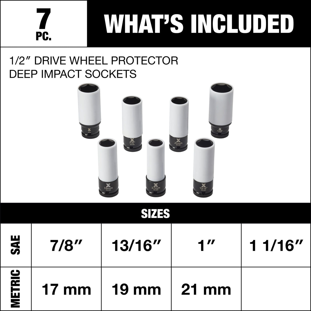 1/2-in Drive Wheel Protector Deep Impact Socket Set, 7-pc T8C8 - product image 2