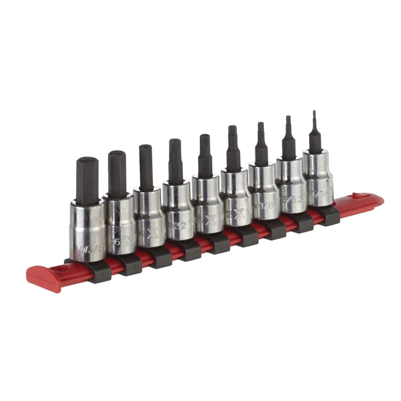 3/8-in Drive Hex Bit Socket Set, Chrome-Plated, 9-pc, SAE G0N1