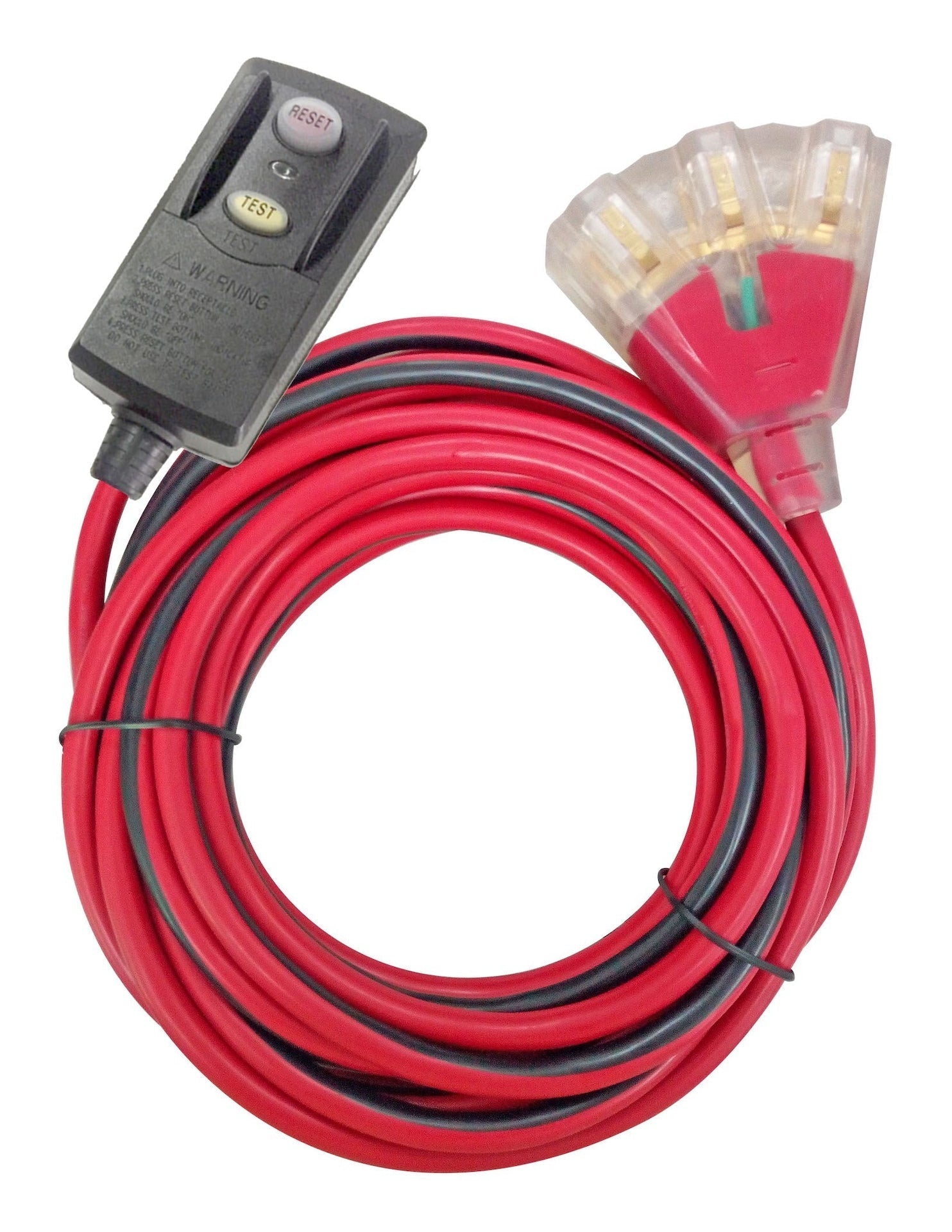 6-ft 14/3 Outdoor GFCI Extension Cord with 3 Grounded Outlets, Lighted End, Block/Red D5U4 - product image 3