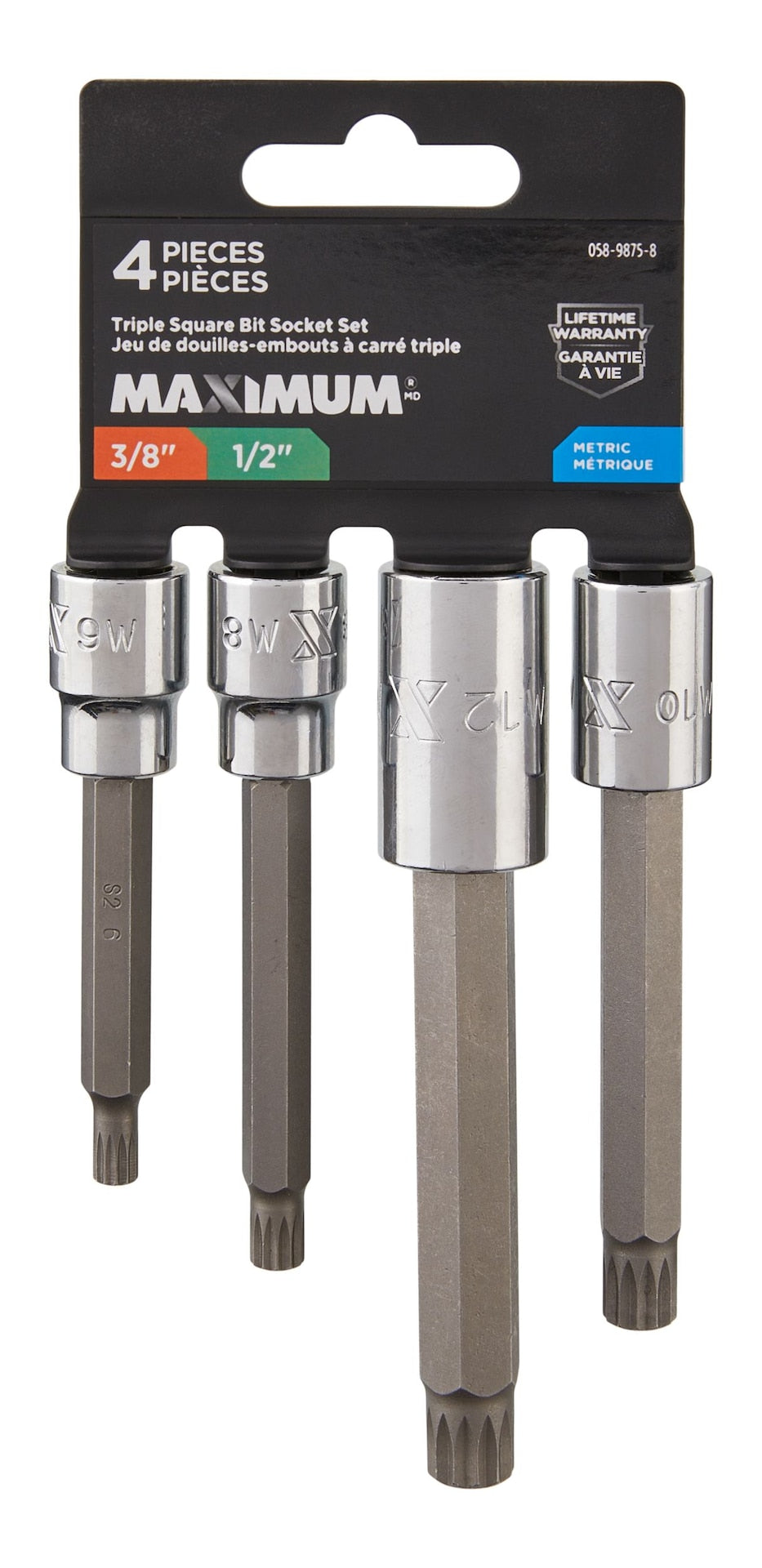 Extra Long Shank Triple Square Bit Socket Set, 4-pc B1J3 - product image 3
