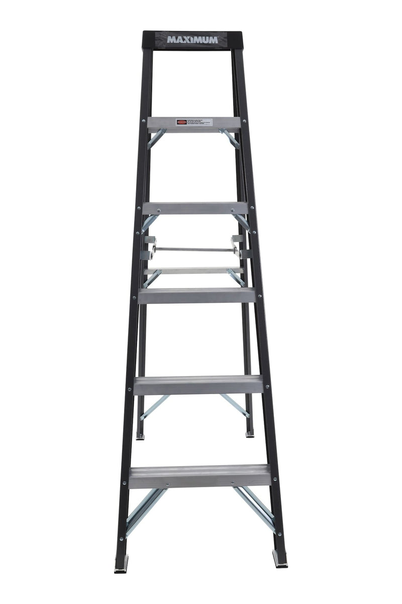 Grade 1 Fiberglass Heavy-Duty Industrial Step Ladder, 250-lb, 6-ft U0N8