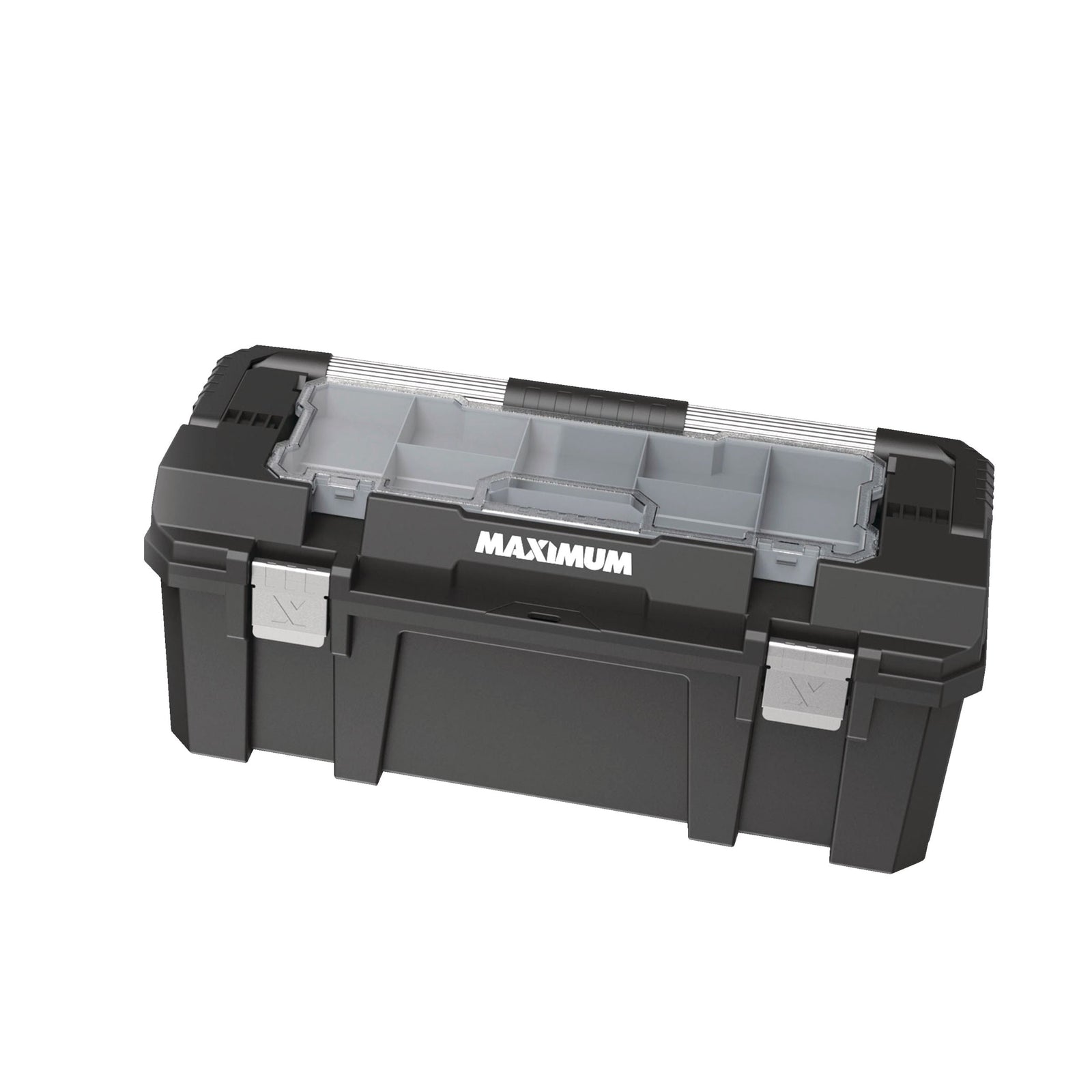 Heavy-Duty Plastic Tool Box with Removable Tray & Organizer, 26-in, Black C1V4 - product image 1