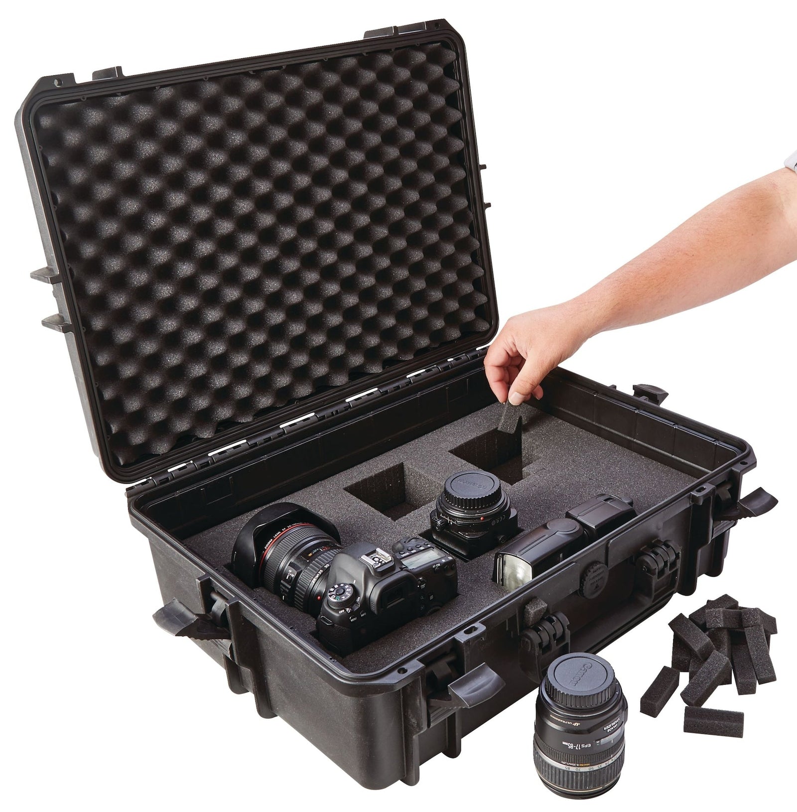 Portable IP67 Waterproof Case/Tool Box with Foam Layers, Black, Large, 22-in C7O6 - product image 6
