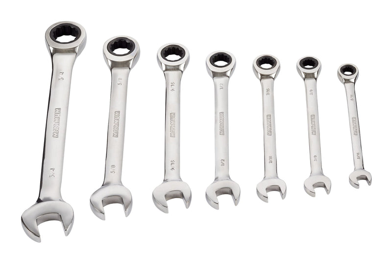 Ratcheting Wrench Set, SAE, Nickel-Chrome Plating, 7-pc L6N2