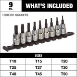 Torx Bit Socket Set, Heat Treated, 9-pc E9M5 - product image 3