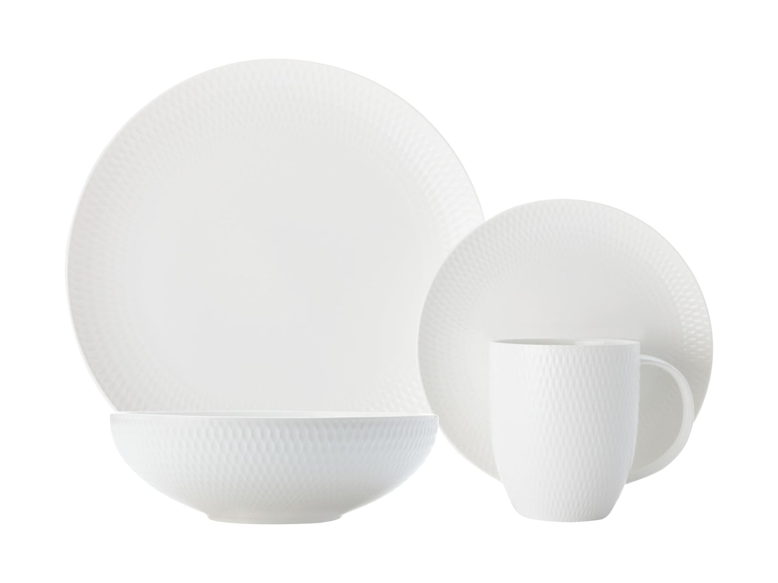 & Williams Round Diamond Porcelain Dinnerware Set, Serves 4, 16-pc, White H4C2 - product image 1