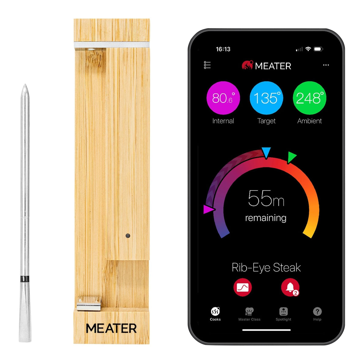 2 Plus Wireless BBQ Food & Meat Thermometer with Bluetooth, Silver Y6Q9 - product image 1