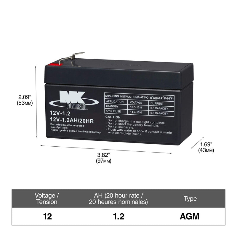 Battery 12-Volt 1.2 Ah SLA Battery, F1 Terminal E1N3