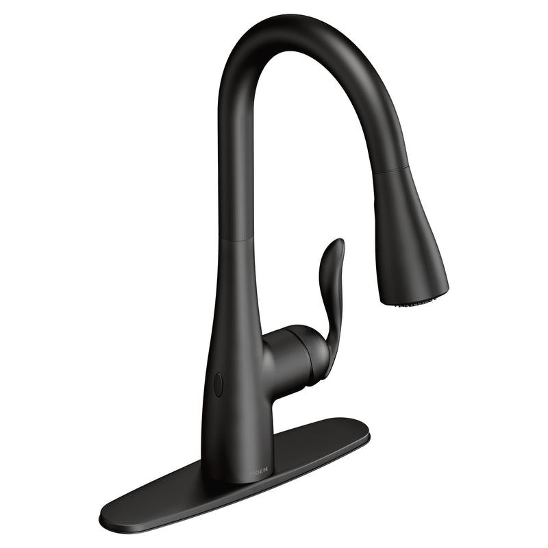 Arbor Single Handle Touchless Pull Down Sprayer Kitchen Faucet with MotionSense & Power Clean, Matte Black H2R3