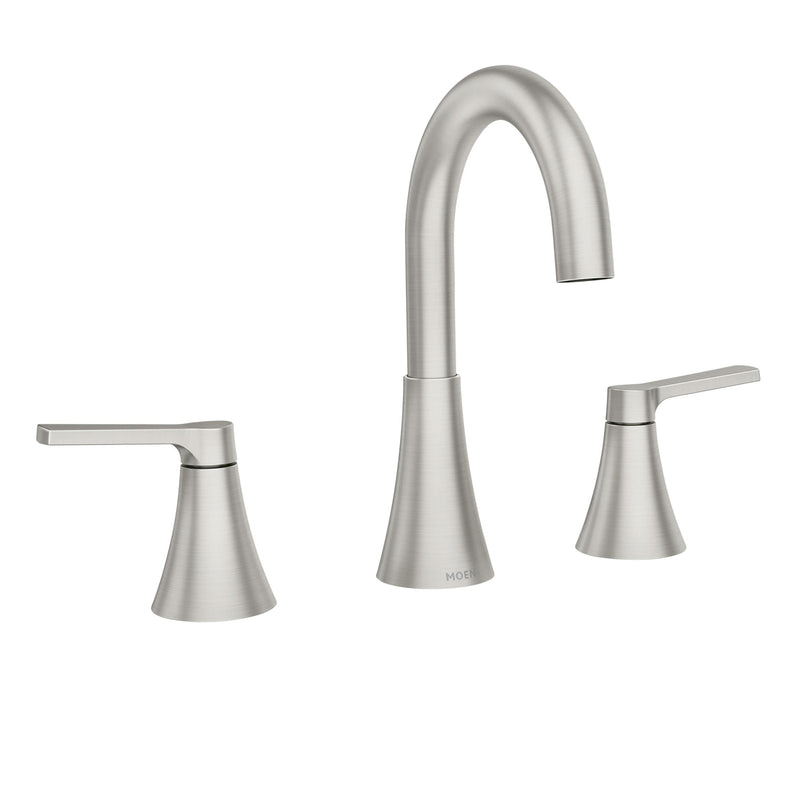 Mikah Double Handle Widespread Bathroom Faucet, Spot Resist Brushed Nickel B4T9