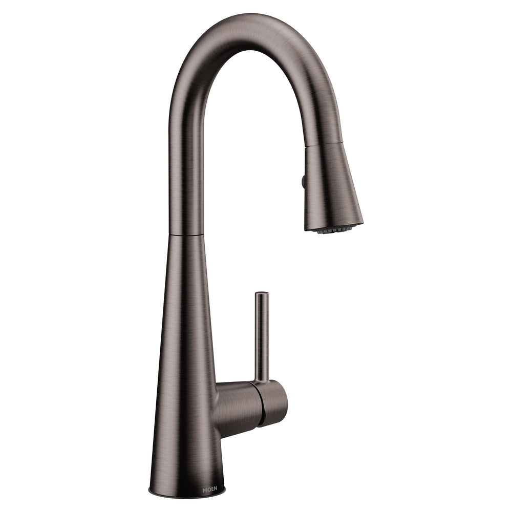 Sleek Single Handle High Arc Pull Down Kitchen Faucet, Black Stainless Steel K0N6 - product image 1