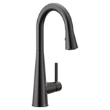 Sleek Single Handle High Arc Pull Down Kitchen Faucet, Matte Black O7D1 - product image 1