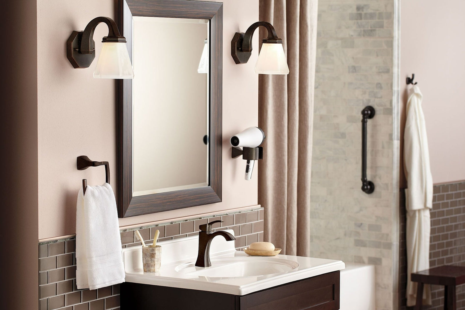 Voss Double Handle High Arc Single Hole Bathroom Sink Faucet, WaterSense Certified, Oil Rubbed Bronze L4A3 - product image 3
