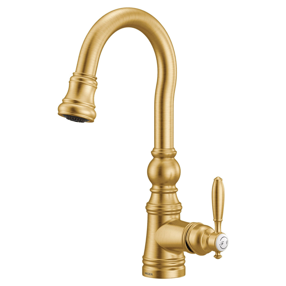 Weymouth Single Handle High Arc Pull Down Sprayer Kitchen Faucet with Power Clean, Brushed Gold O5P3 - product image 1