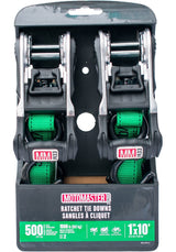 1,500-lb Ratchet Tie Down Straps, with Padded Handle, 1-in x 10-ft, 2-pk X4A9 - product image 2