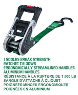 1,500-lb Ratchet Tie Down Straps, with Padded Handle, 1-in x 10-ft, 2-pk X4A9 - product image 6