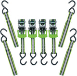 1,500-lb Reflective Ratchet Tie Down Strap, with Padded D-Handle, 1-in x 12-ft, 4-pk, Green G5P9 - product image 1