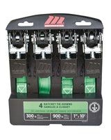 900-lb Ratchet Tie-Down Straps, Non-Padded, 1-in x 10-ft, 4-pk D2D4 - product image 1