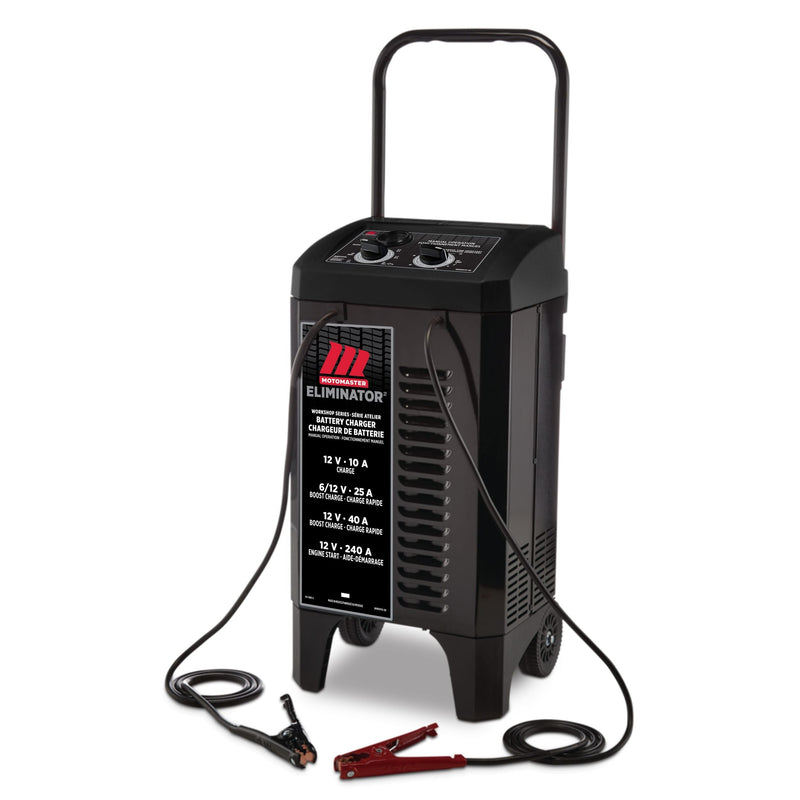 Eliminator Workshop Series Wheeled Battery Charger, Manually-Operated, 40/25/10-Amp, 6 & 12V, with 240-Amp Engine Start K1J9