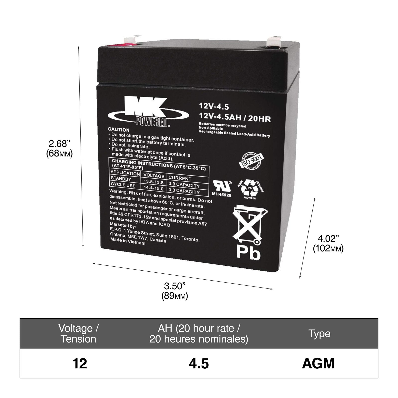 Group Size U1R Small Engine Battery, 230 CCA K4N9 - product image 1