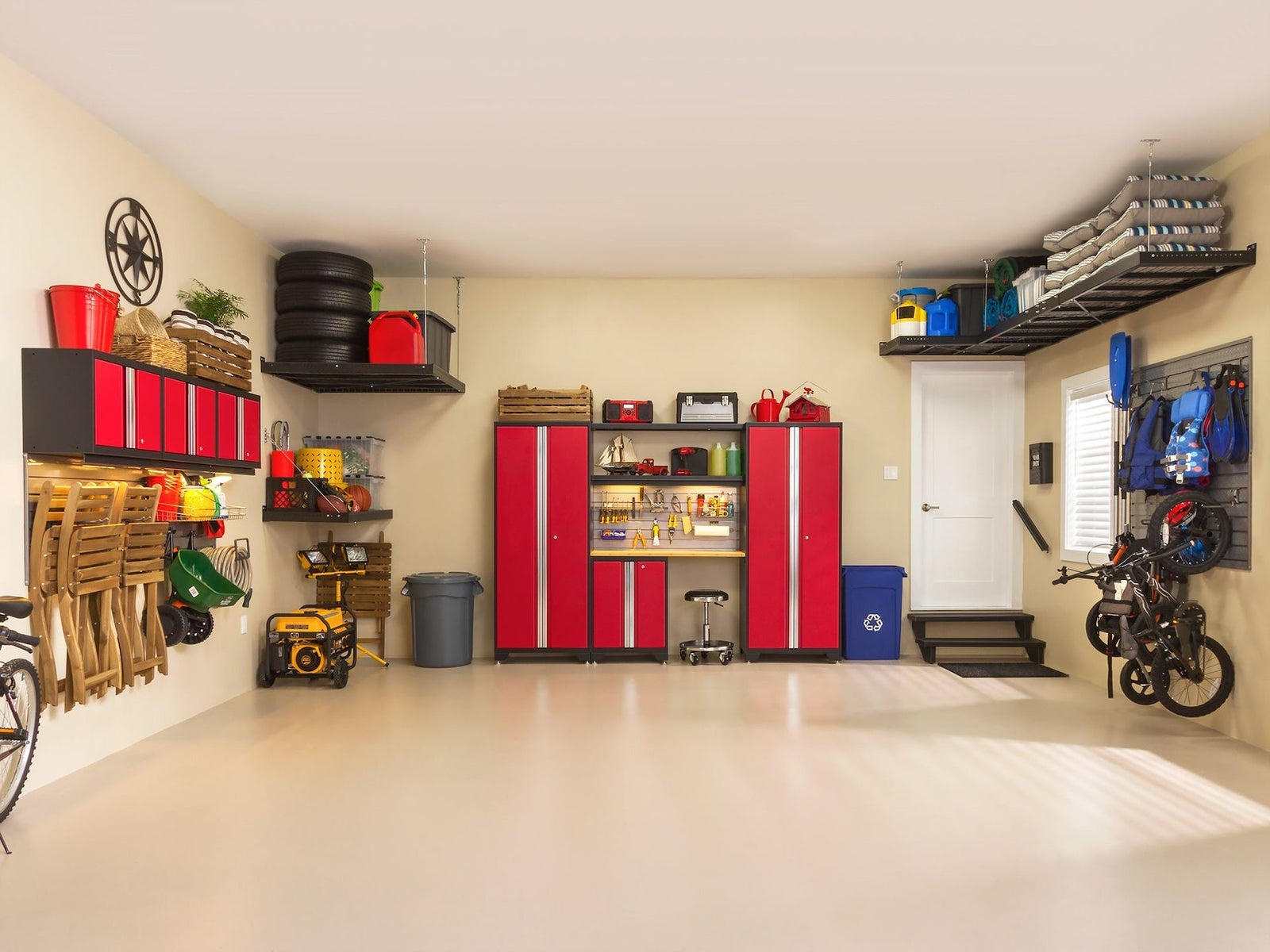 Bold 3.0 Series All-in-One Lockable Steel Garage Cabinetry Set with Stainless Steel Top, Black/Red, 48-in x 18-in x 76.75-in, 5-pc V7N6 - product image 5