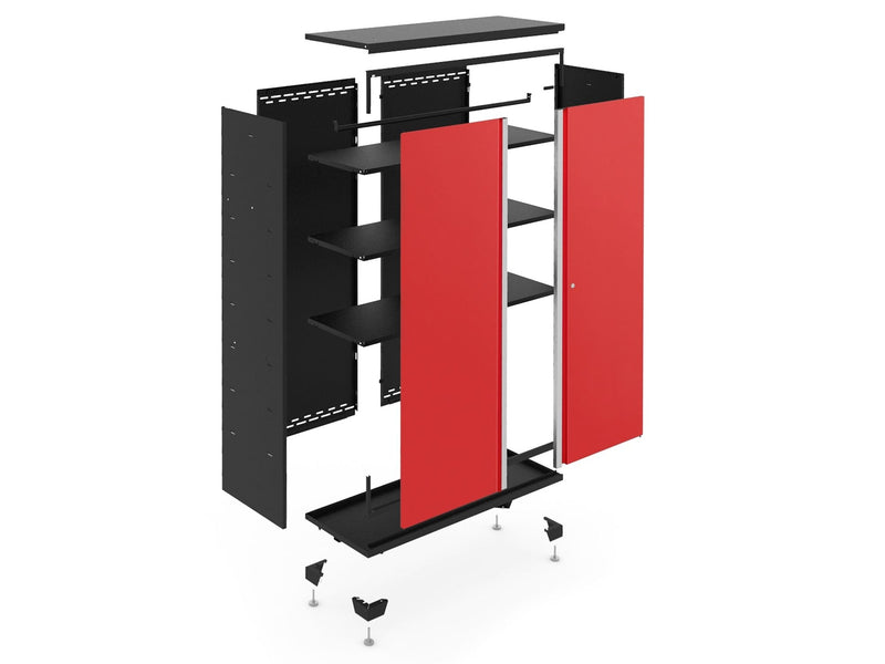Bold Series 24-Gauge Steel RTA Storage Locker with 3 Shelves, Black/Red, 30-in X8G9