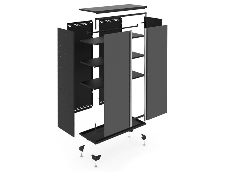 Bold Series Lockable 24-Gauge Steel RTA Storage Locker with 3 Shelves, Grey/Black, 36-in I1I3