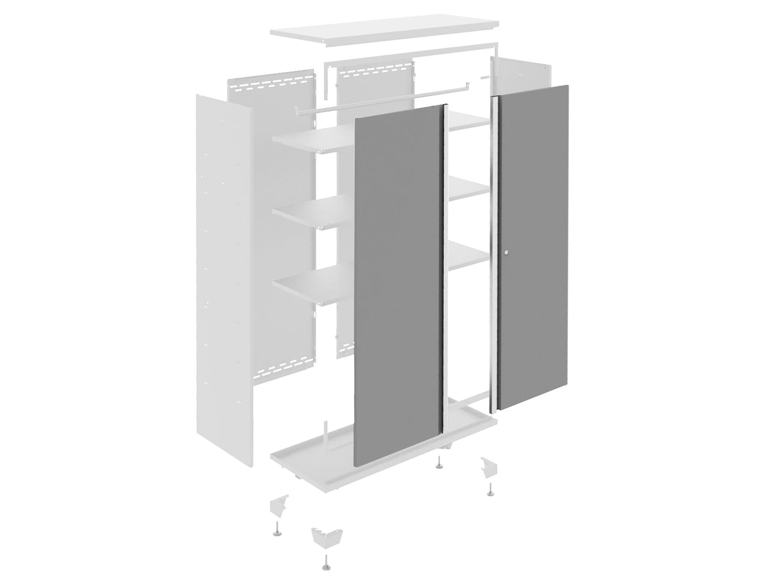 Bold Series Lockable 24-Gauge Steel RTA Storage Locker with 3 Shelves, Platinum/White, 36-in F0A4 - product image 3