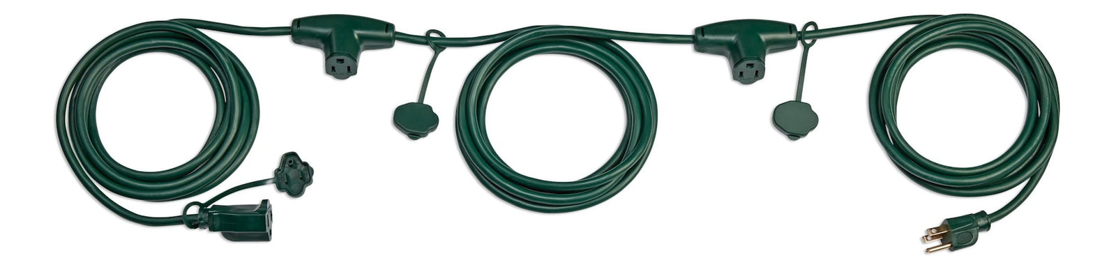 25-ft Outdoor Extension Cord, 3 Outlets, Safety Cover, Green D5D4 - product image 1