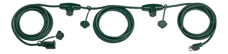 25-ft Outdoor Extension Cord, 3 Outlets, Safety Cover, Green D5D4