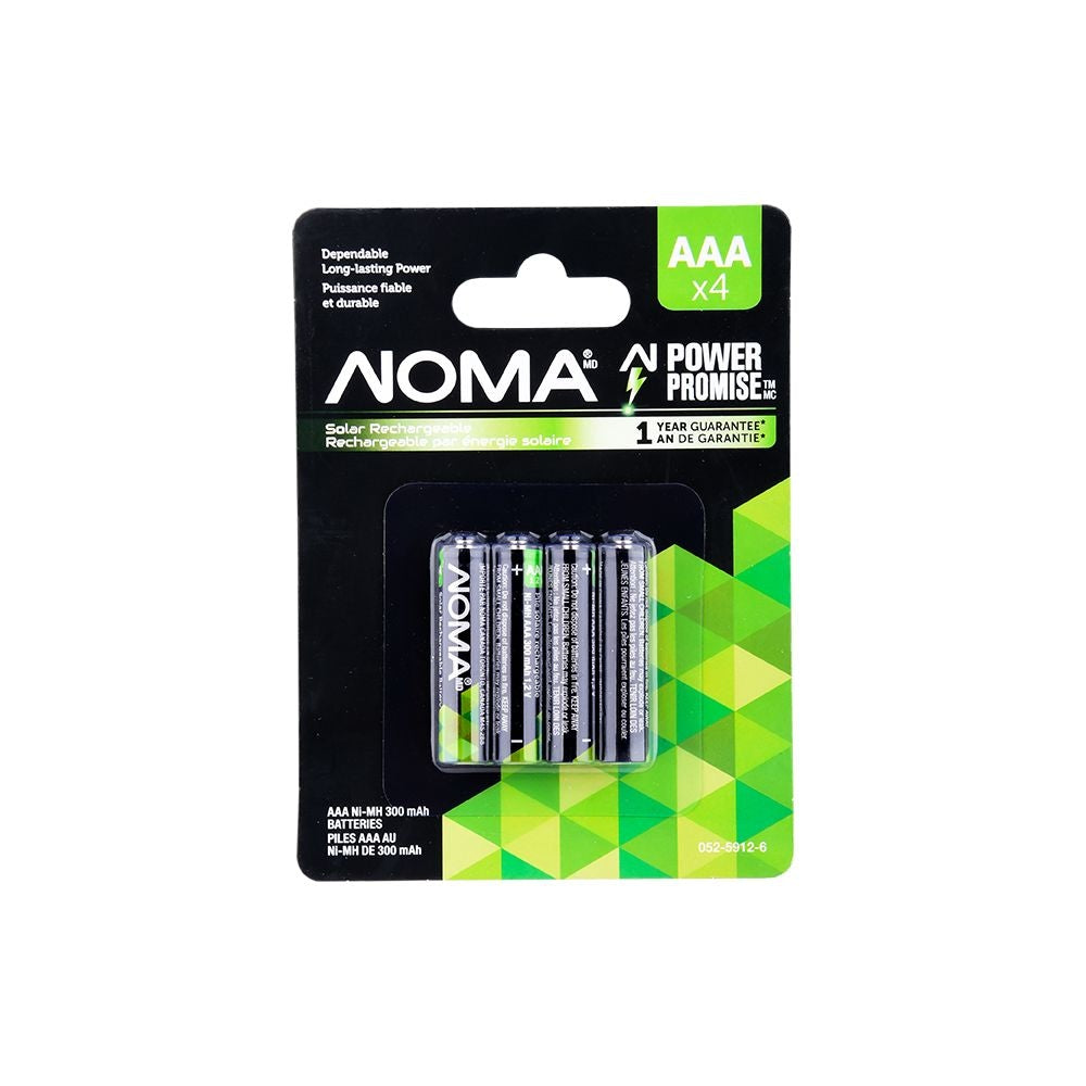 AAA Ni-MH 300mAh Rechargeable Batteries for Solar Lights, 1.2V, 4-pk E8S7 - product image 2