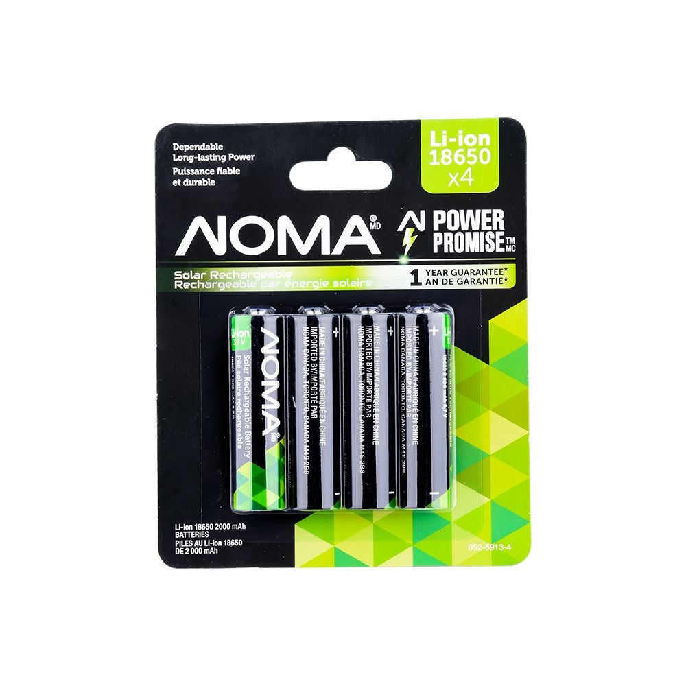 Li-ion 18650 2000mAh Rechargeable Batteries for Solar & Outdoor Lighting, 3.7V, 4-pk A1A4 - product image 2