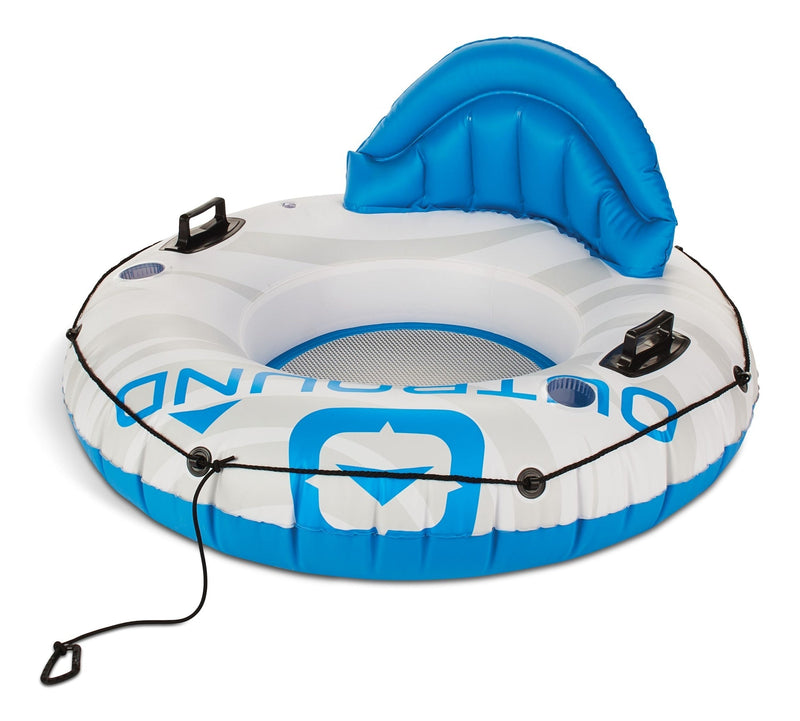 Inflatable Connectable River Tube, 1-Person, White/Blue, 51-in N9B1