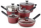 Classic Cookware Set, Non-Stick, Maroon, 11-pc Y8U4 - product image 1
